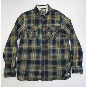 Van's Size Small Men's Green Black Red White Brown Plaid Flannel Pocket Logo Tag